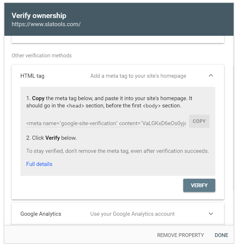 Verifikasi Tag HTML Google Search Console